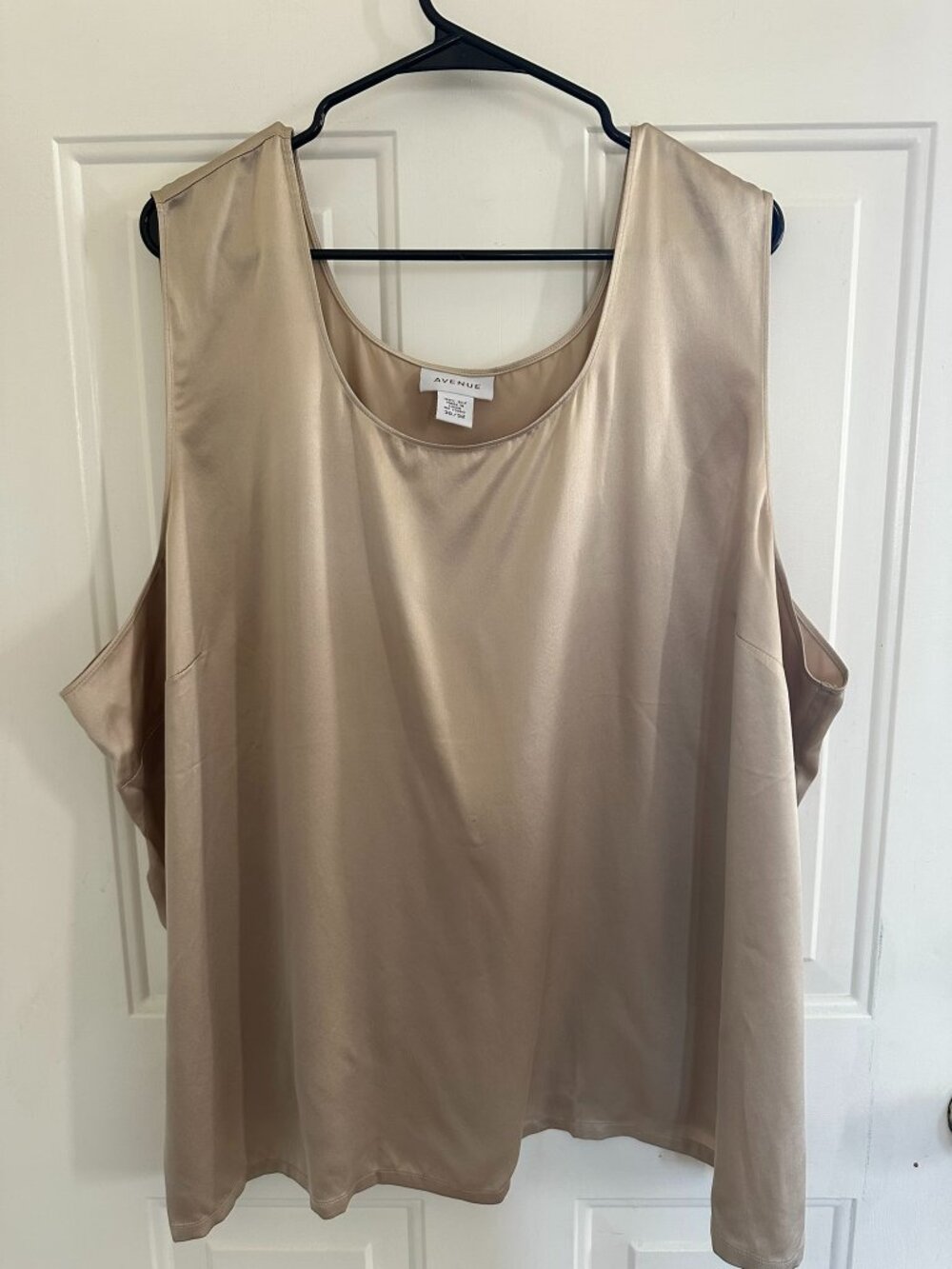 Avenue 100% Silk Tank Top Plus Size 30/32 Beige Champagne